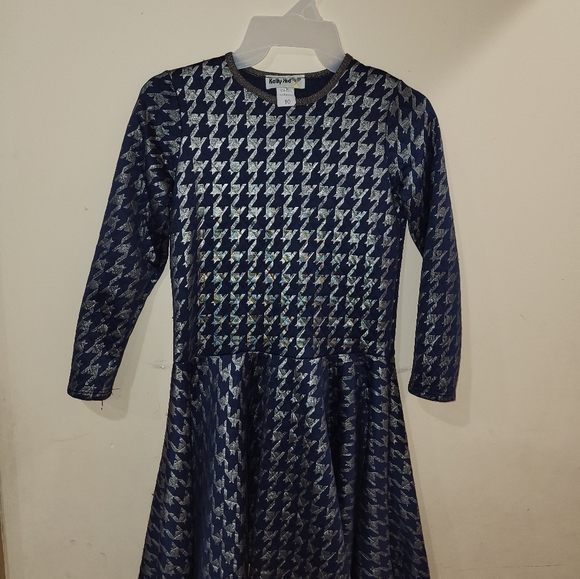 Girls dress by KELLY KIDS size 10 color Navy and Silver - Picture 4 of 5